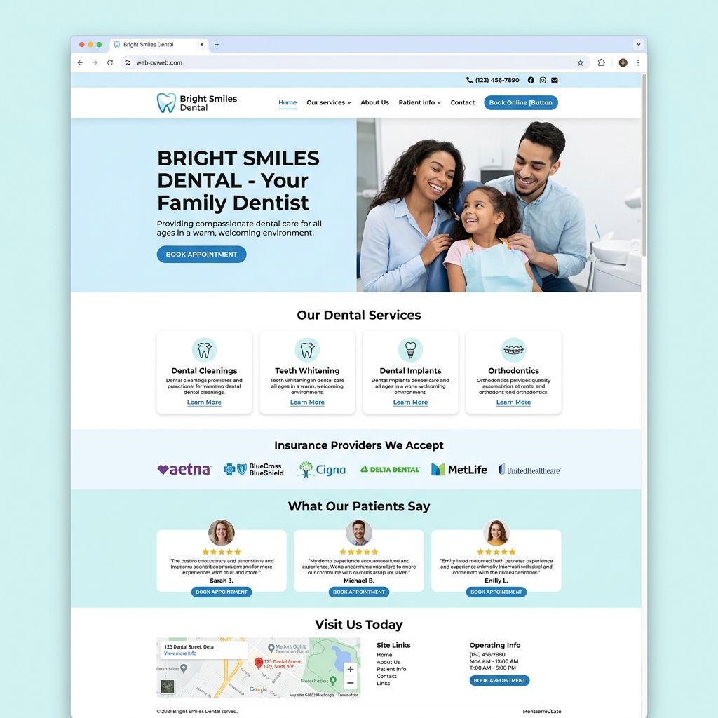 Dental clinic website with appointment booking