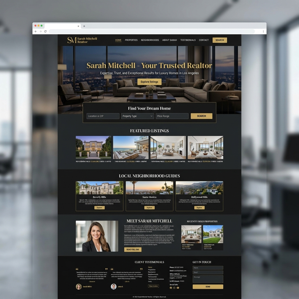 Real estate agent website with property listings