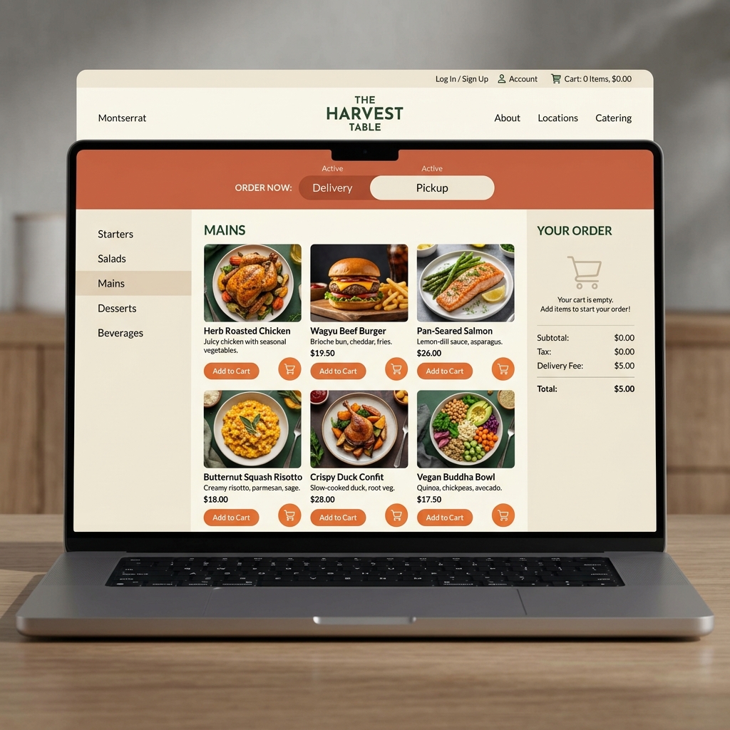 Restaurant online ordering page